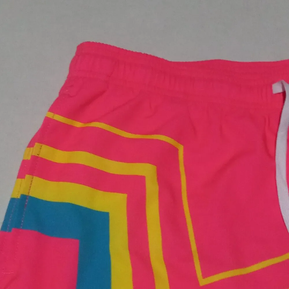 Maamgic Neon Striped Swim Trunks-Size XL-Drawstring-Elastic Waist-Mesh Brief-